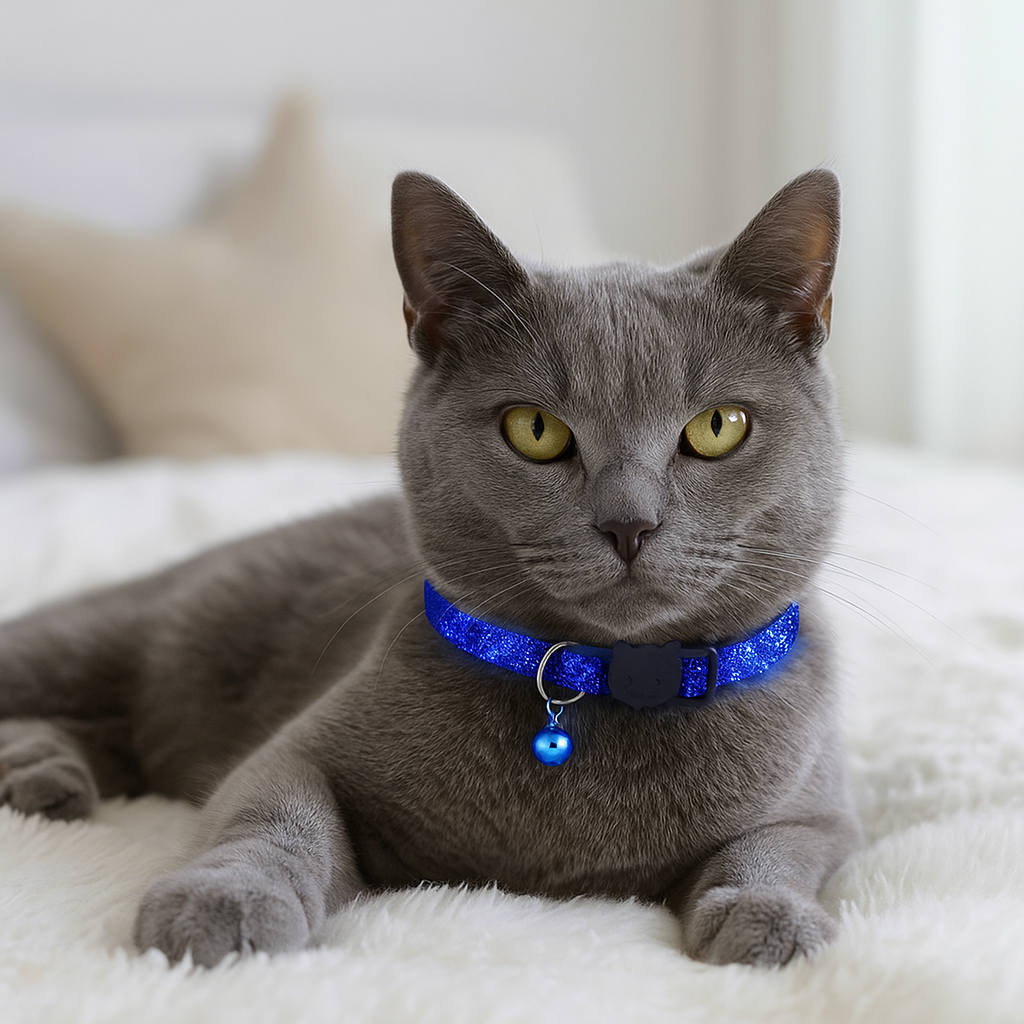 Katzenhalsband mit Sicherheitsverschluss & Glöckchen – Verstellbar & leicht für Freigänger