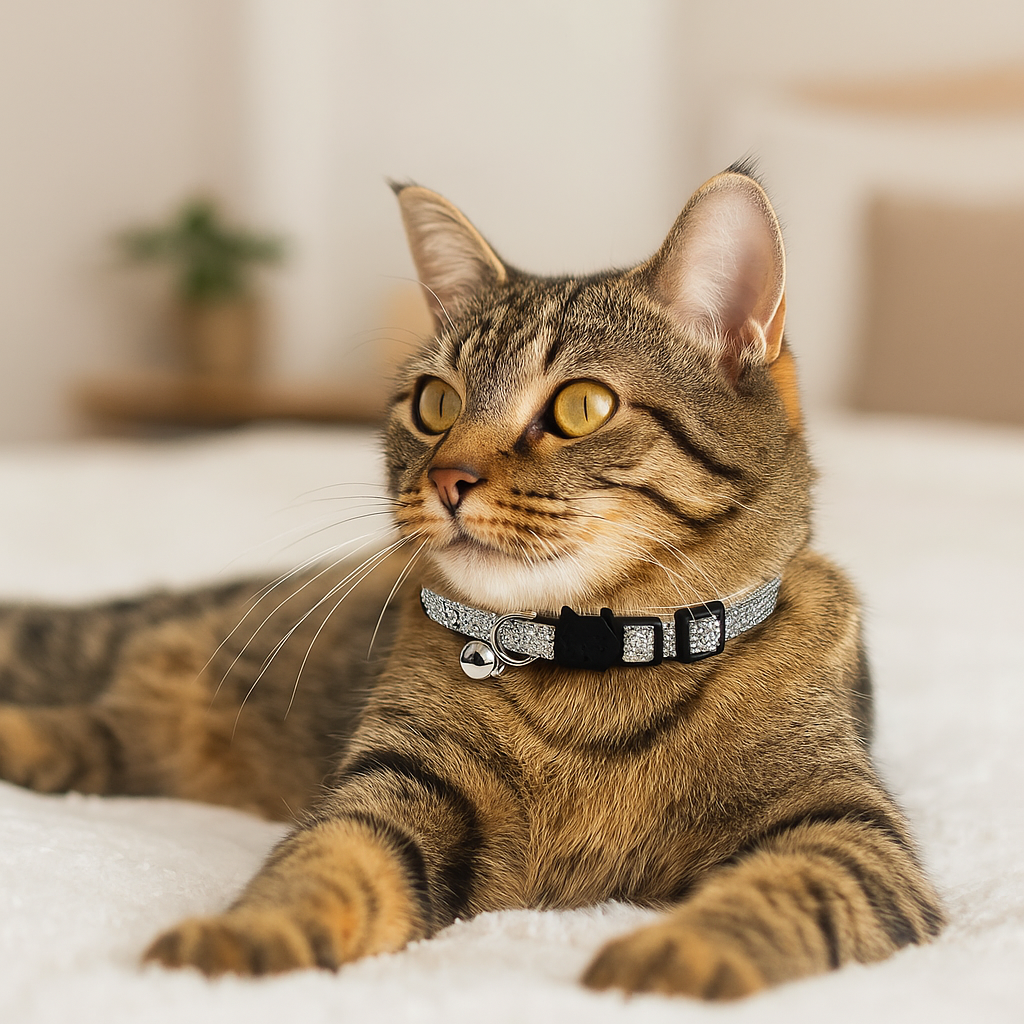 Katzenhalsband mit Sicherheitsverschluss & Glöckchen – Verstellbar & leicht für Freigänger