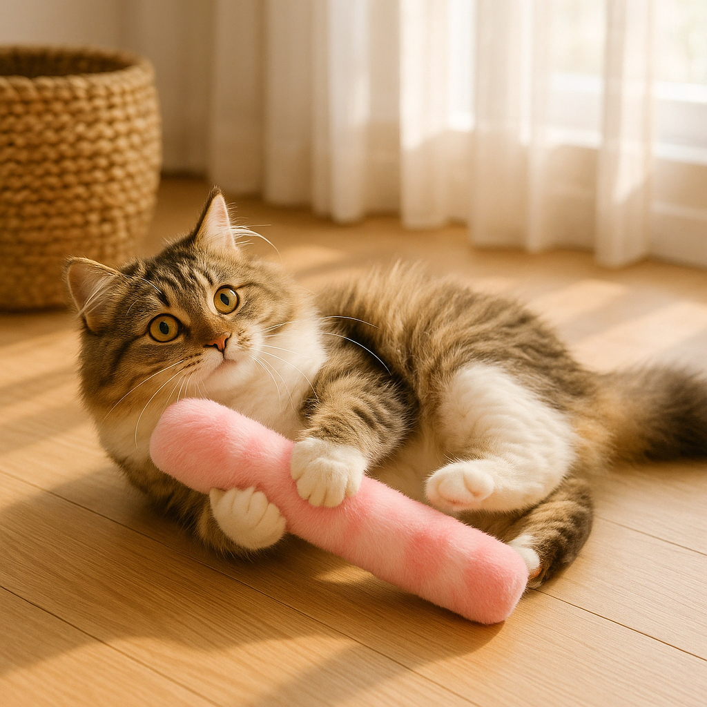 Katzenspielzeug mit Katzenminze – Weiches Plüschkissen zum Kauen, Kuscheln & Spielen