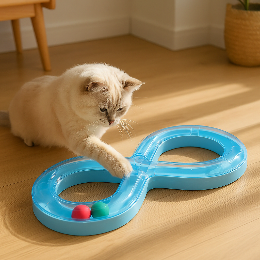 Interaktives Katzenspielzeug mit rollenden Kugeln – Beschäftigung & Jagdspaß für Wohnungskatzen