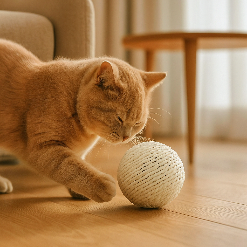 Kratzball aus Sisal für Katzen – rollendes Spielzeug zur Krallenpflege & Möbelschutz