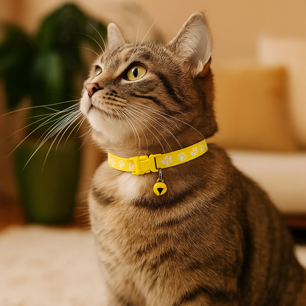 Verstellbares Katzenhalsband mit Glöckchen aus weichem Nylon – stylisch & sicher für Stubentiger