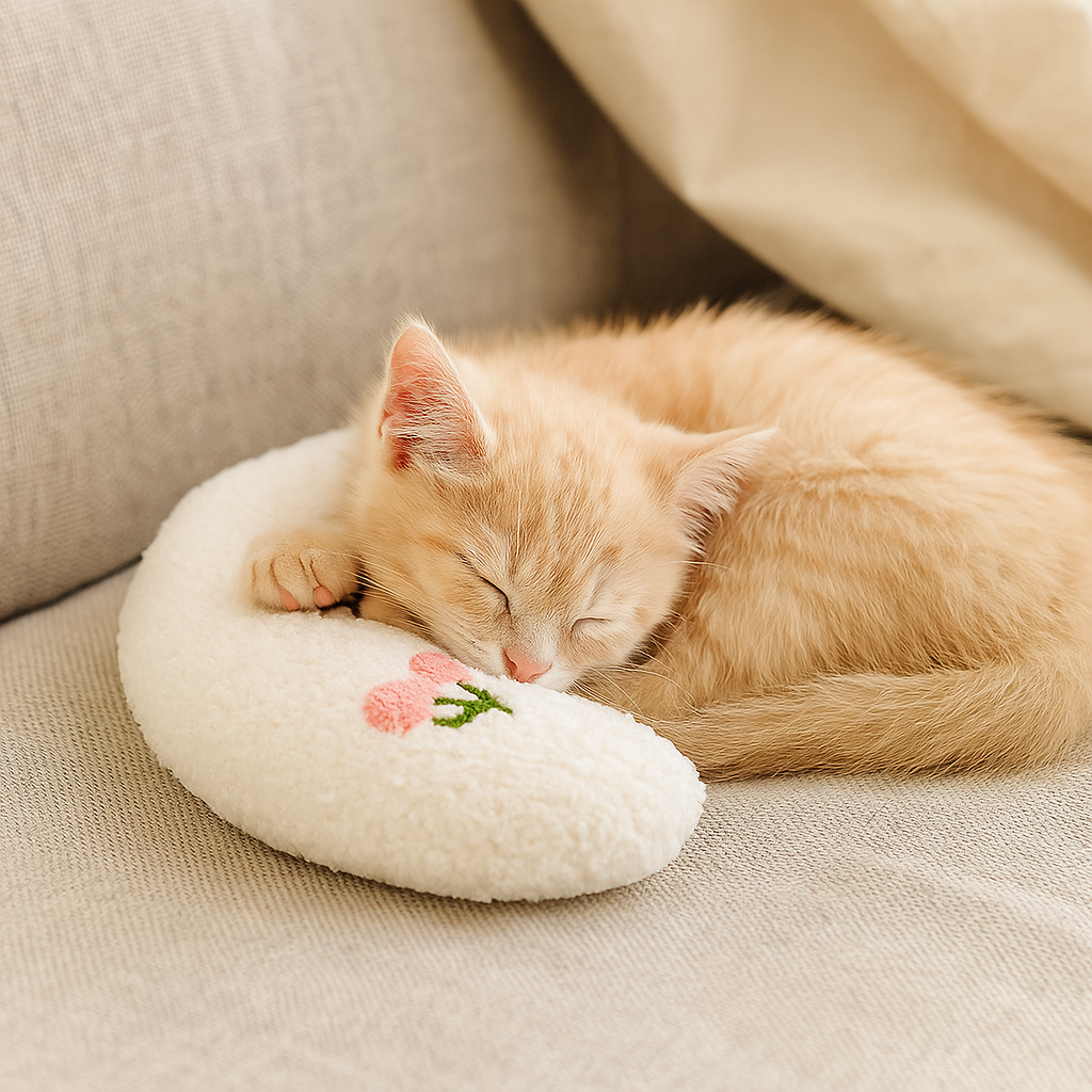 Katzenkissen in U-Form – Weiches Kuschelkissen für kleine Katzen & Kitten