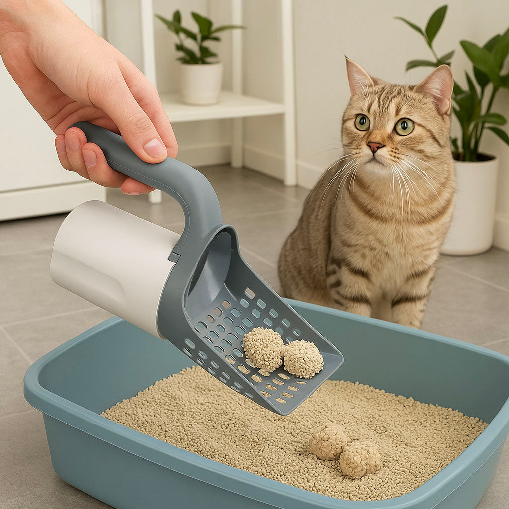 Katzenstreuschaufel mit Sieb & Auffangbehälter | Für Klumpstreu