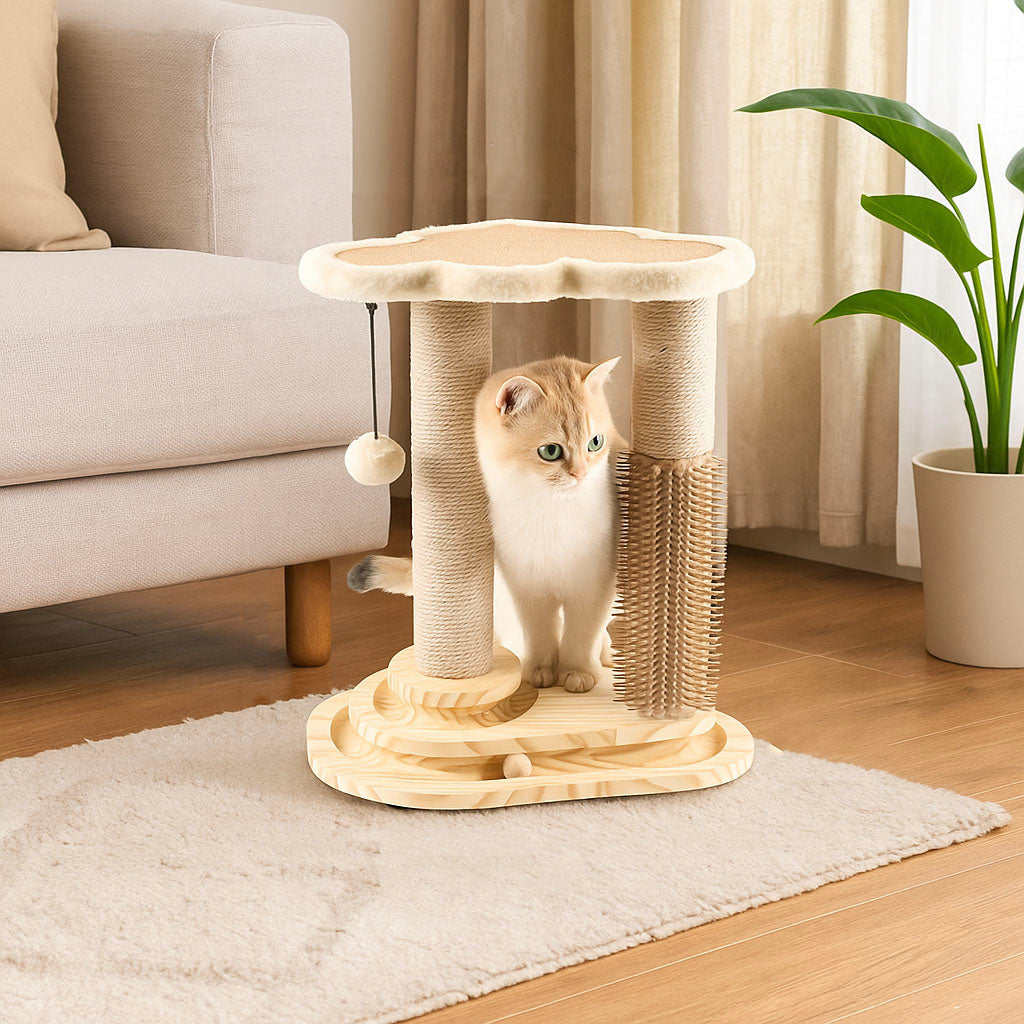 Katzen-Kratzbaum mit Liegefläche & Spielbogen