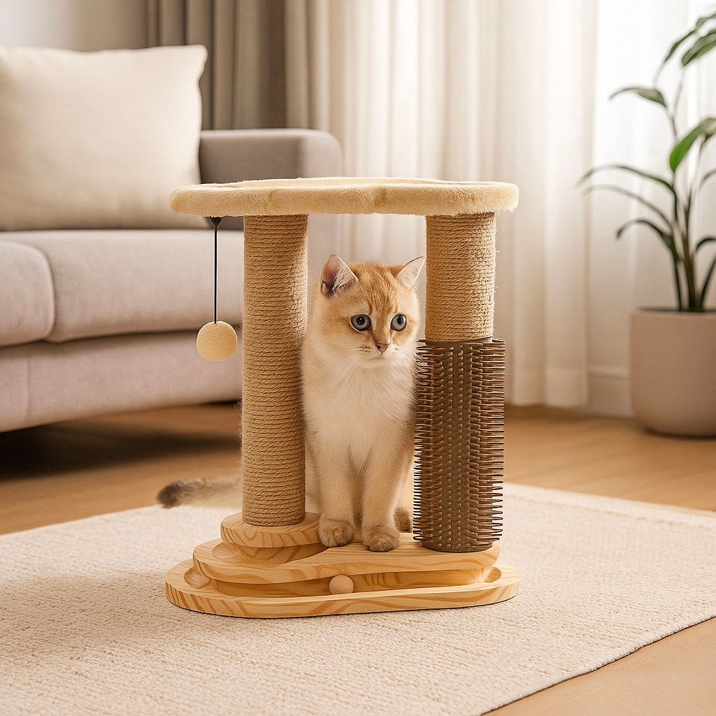Katzen-Kratzbaum mit Liegefläche & Spielbogen