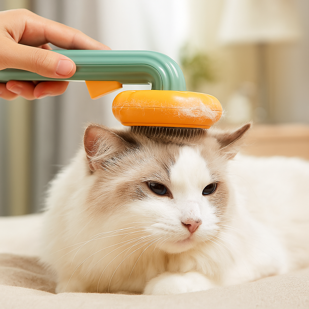 Selbstreinigende Katzenbürste - Stahlborsten