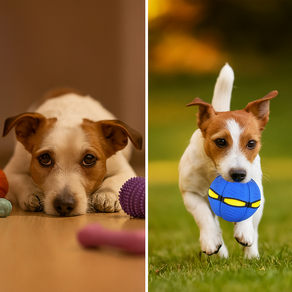 Hundespielzeug Frisbee & Ball | 2-in-1 Apportierspiel für Hunde