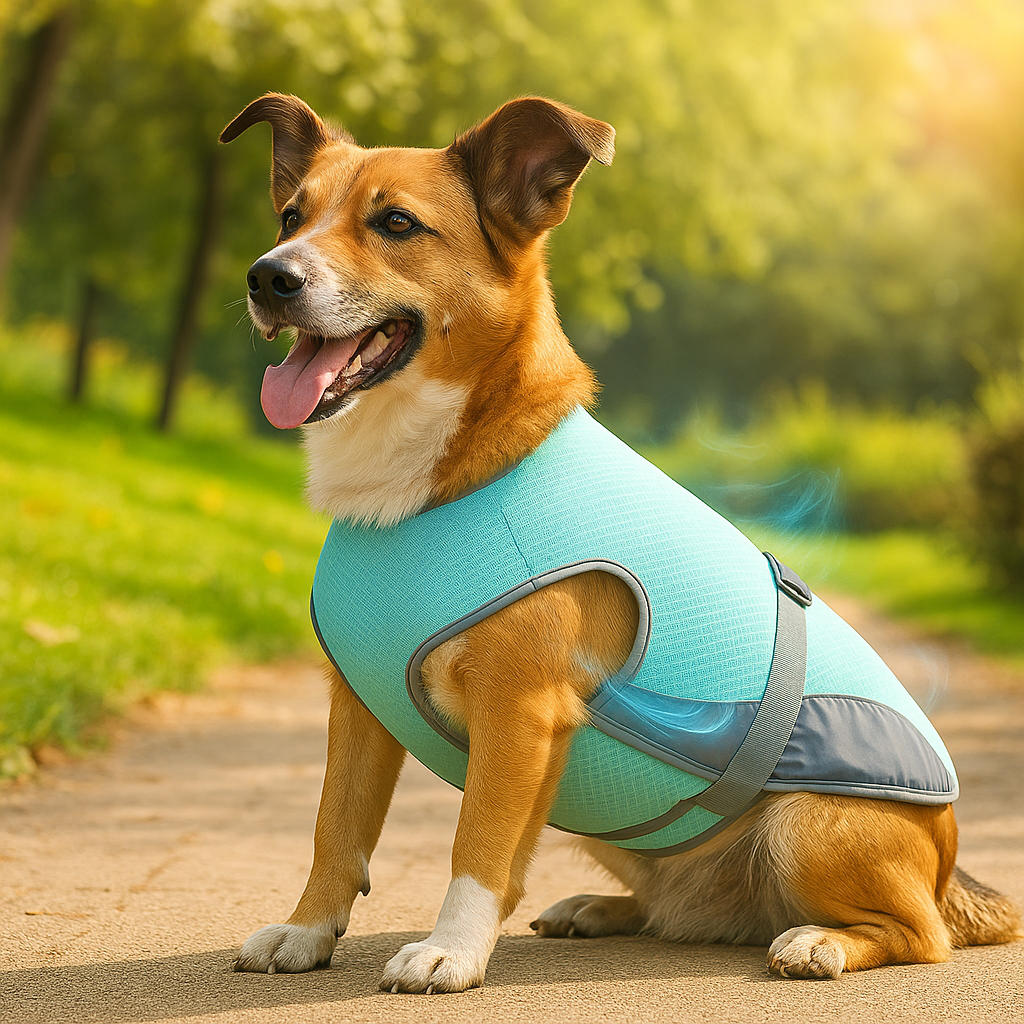 Hundekühlweste mit Geschirrfunktion – Hitzeschutz für Hunde im Sommer