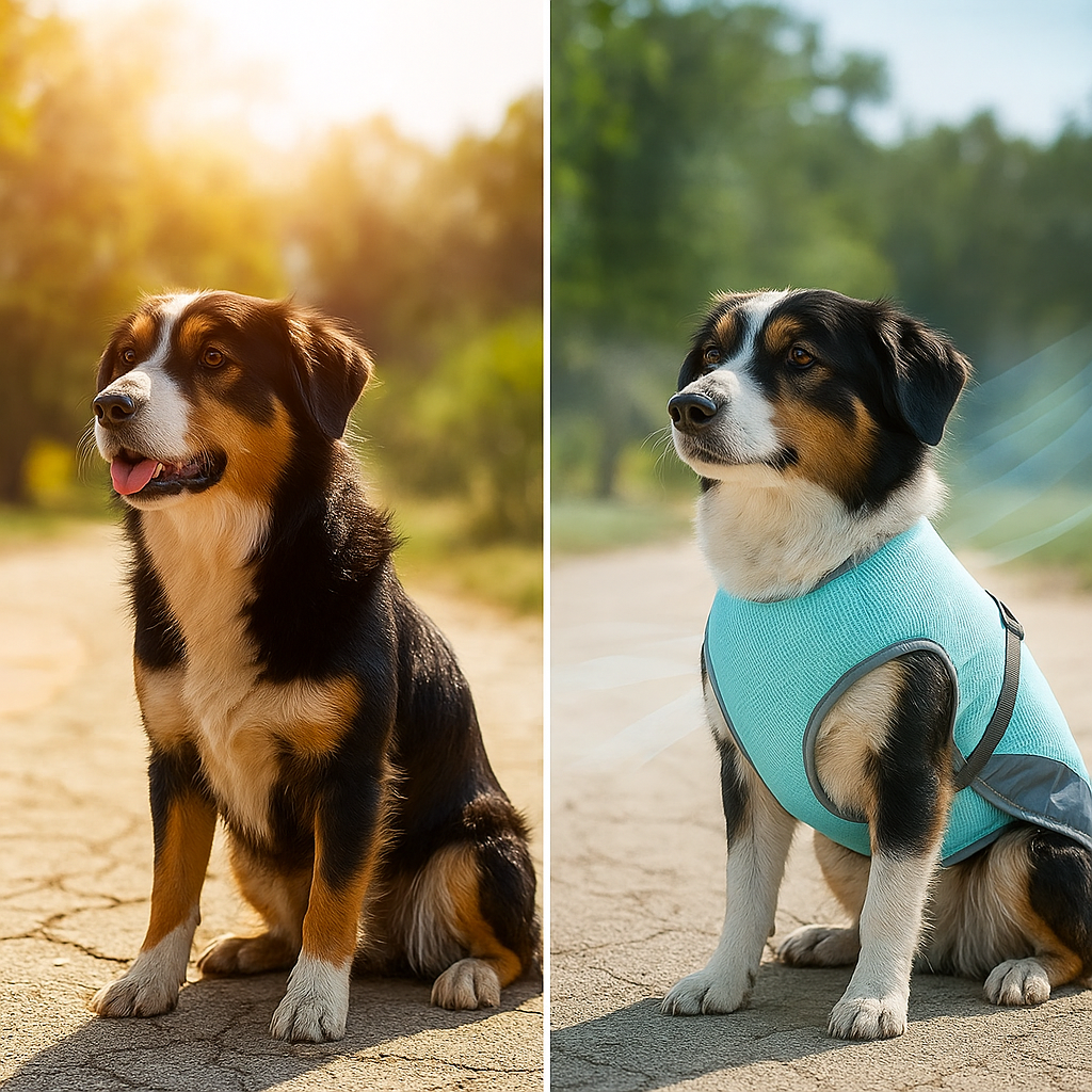 Hundekühlweste mit Geschirrfunktion – Hitzeschutz für Hunde im Sommer