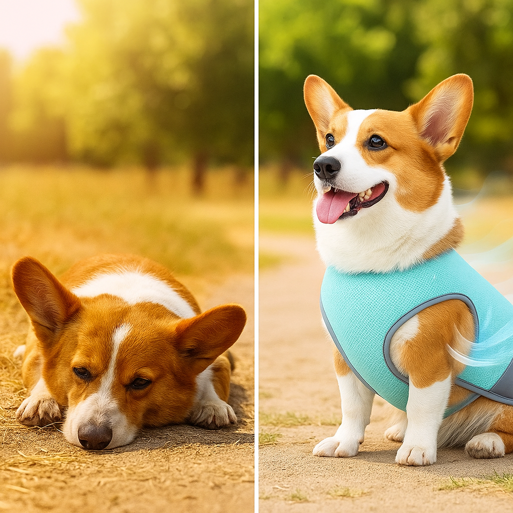 Hundekühlweste mit Geschirrfunktion – Hitzeschutz für Hunde im Sommer