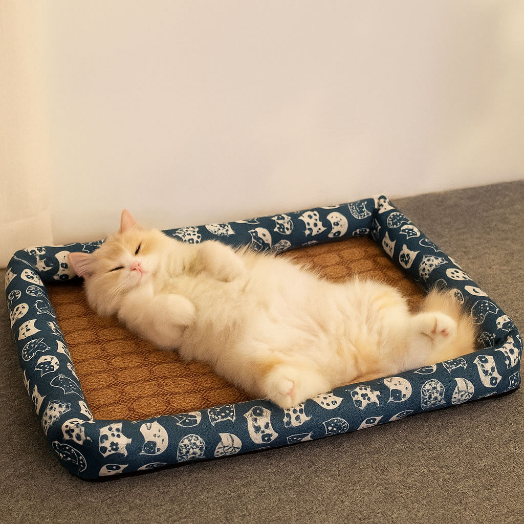 Kühlendes Katzenbett Sommer | Rutschfest & Stilvoll