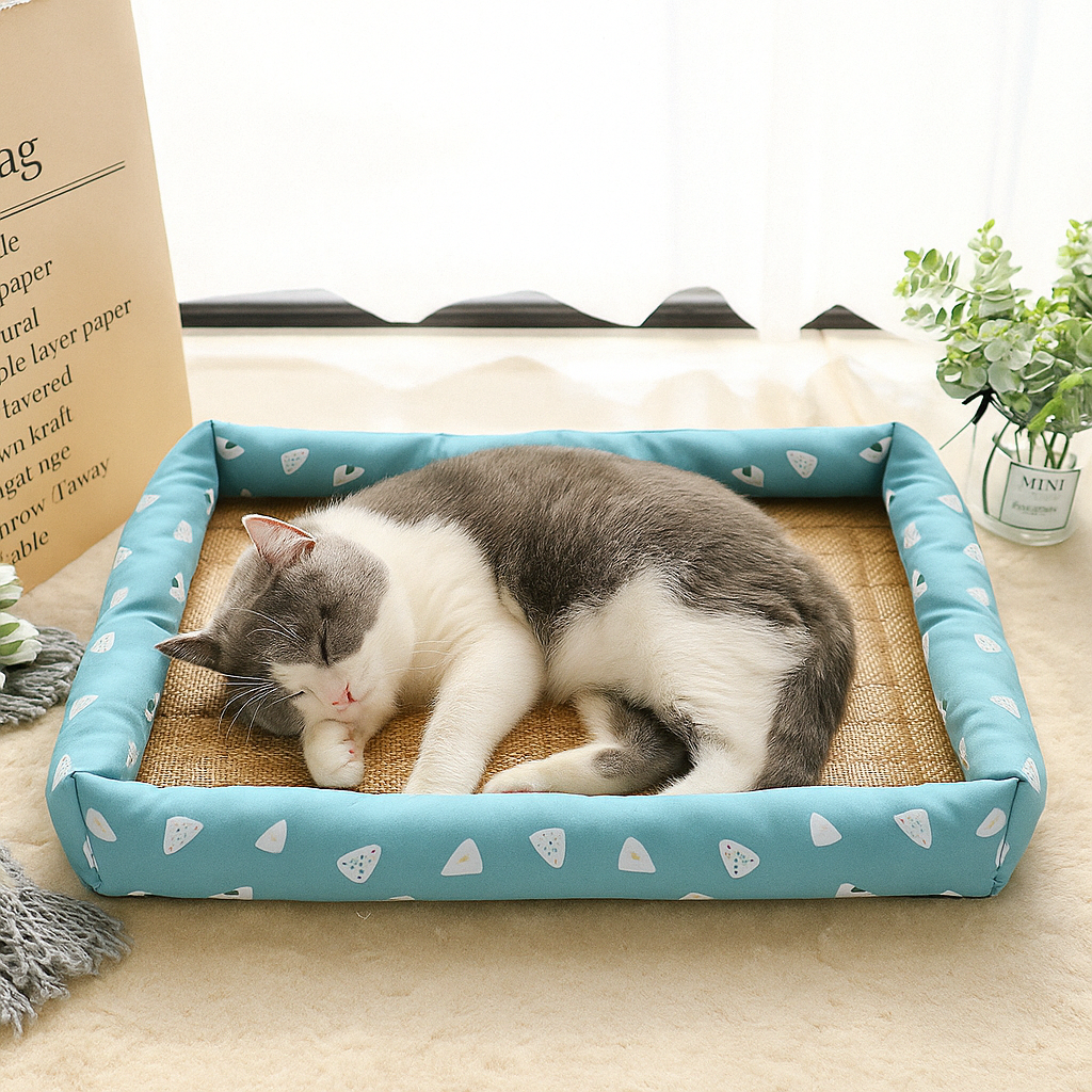 Kühlendes Katzenbett Sommer | Rutschfest & Stilvoll