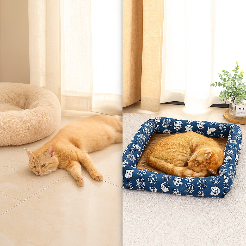Kühlendes Katzenbett Sommer | Rutschfest & Stilvoll