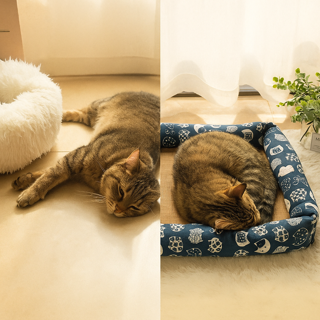 Kühlendes Katzenbett Sommer | Rutschfest & Stilvoll