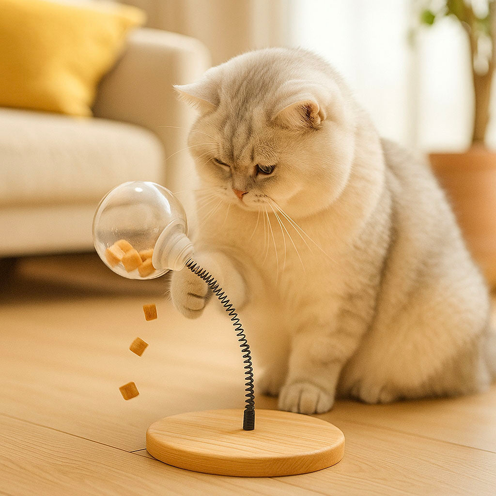 Futterball & Intelligenzspielzeug Katze – Mit Feder | Fördert Aktivität & Verdauung