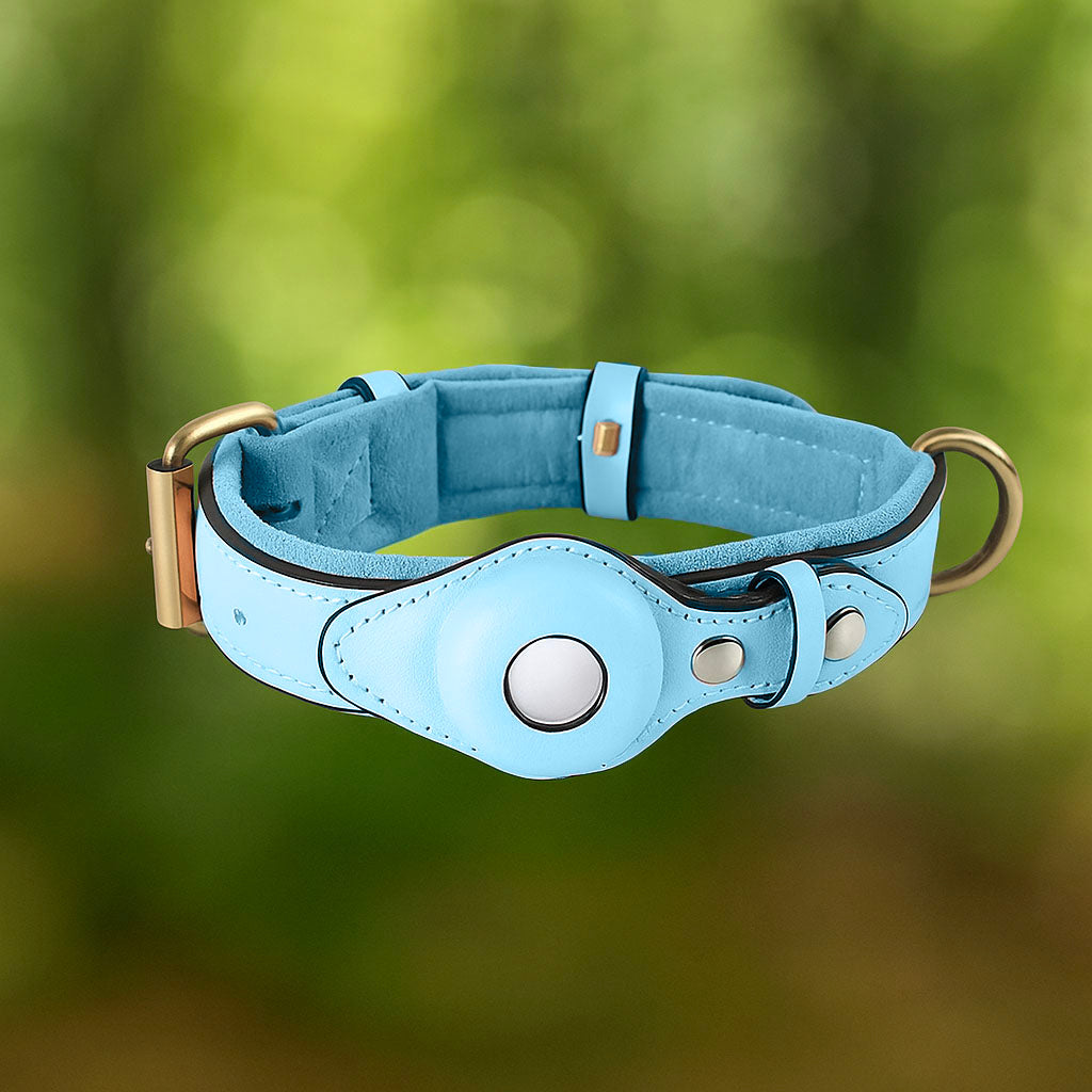 Leder Hundehalsband mit AirTag Halterung – Gepolstert & Sicher