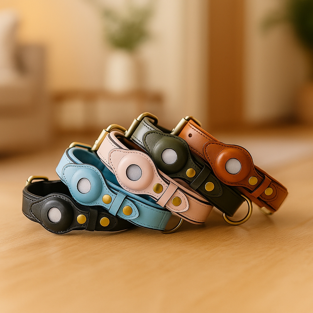 Leder Hundehalsband mit AirTag Halterung – Gepolstert & Sicher