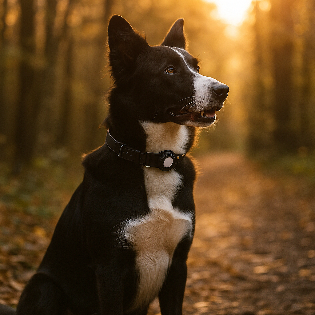 Leder Hundehalsband mit AirTag Halterung – Gepolstert & Sicher