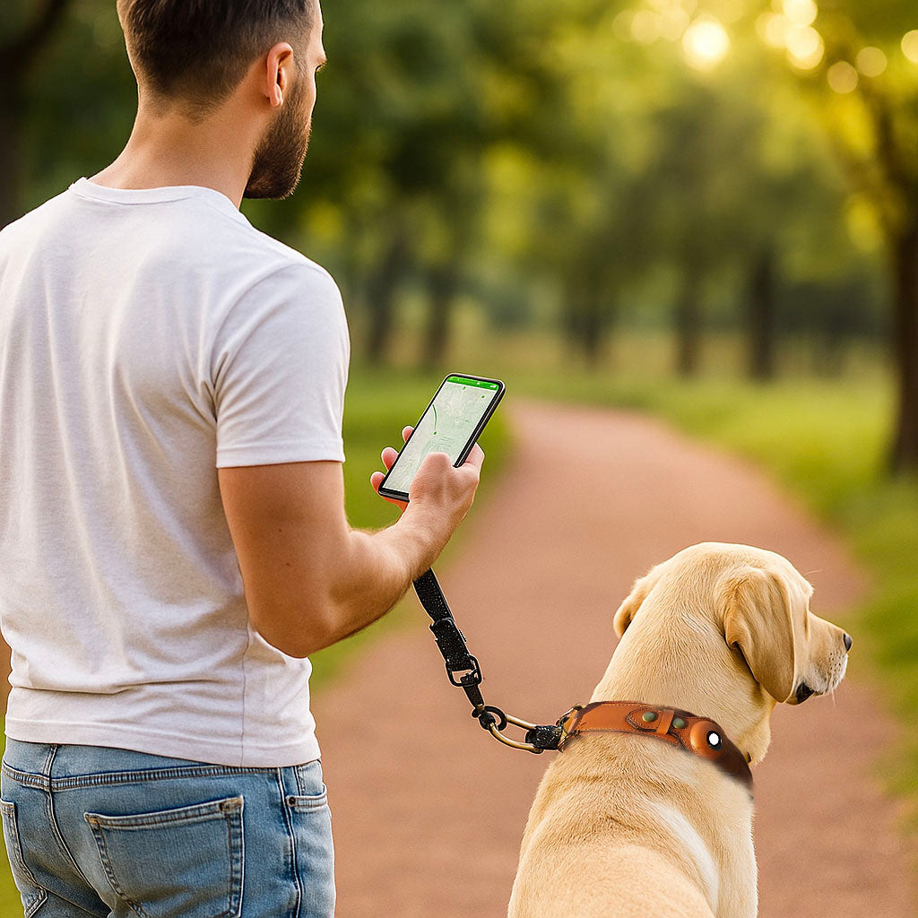 Leder Hundehalsband mit AirTag Halterung – Gepolstert & Sicher