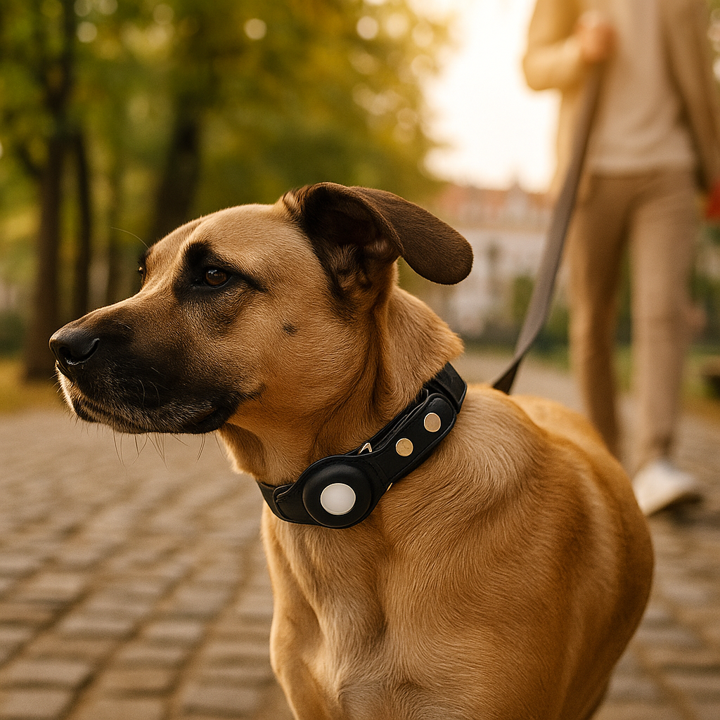 Leder Hundehalsband mit AirTag Halterung – Gepolstert & Sicher