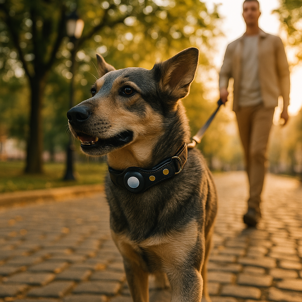 Leder Hundehalsband mit AirTag Halterung – Gepolstert & Sicher