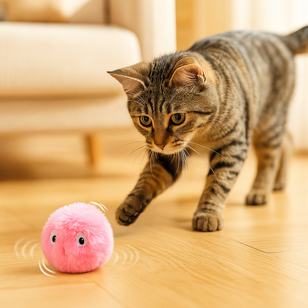 Interaktiver Katzenball mit Tiergeräuschen | Jagd- & Spielzeug für Katzen