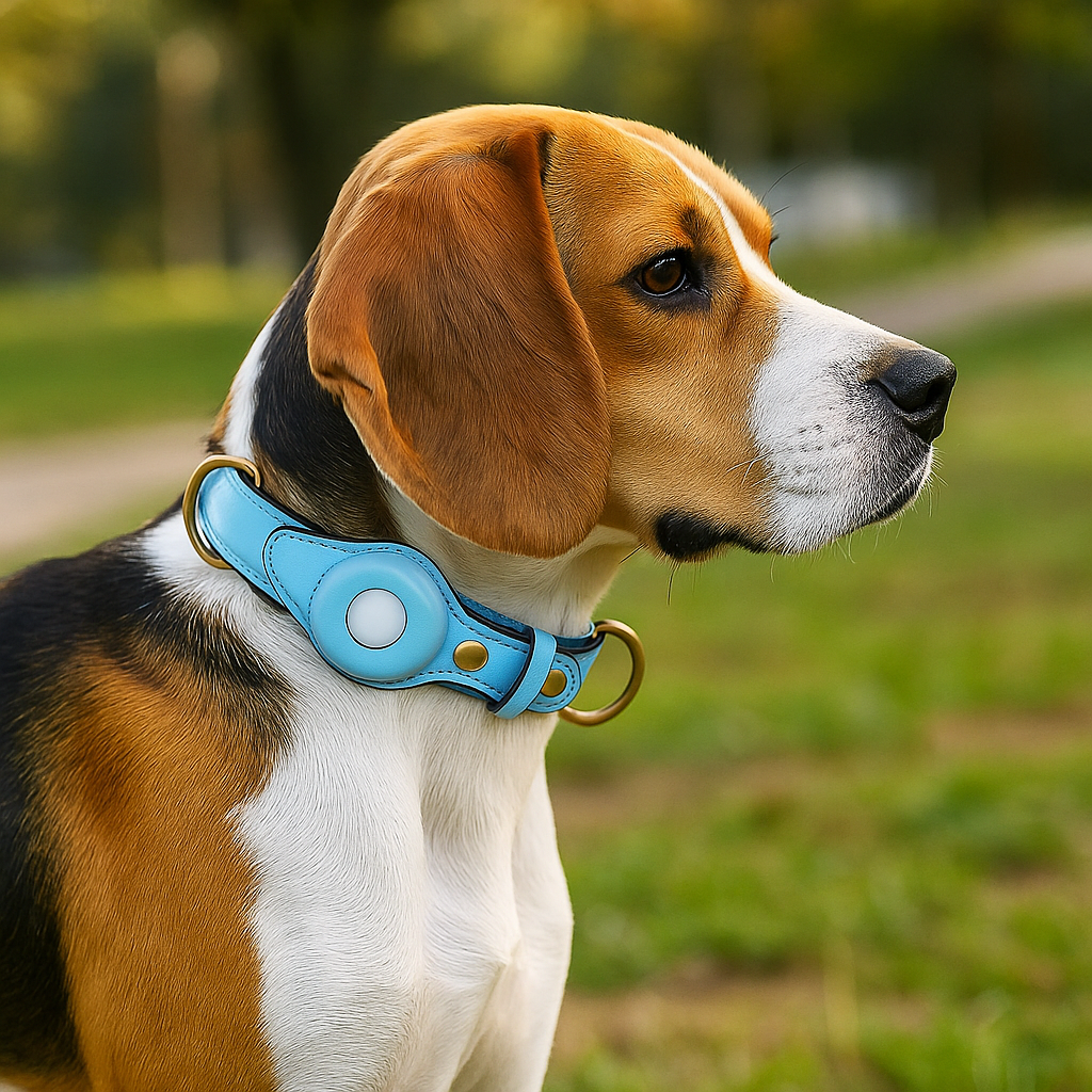Leder Hundehalsband mit AirTag Halterung – Gepolstert & Sicher