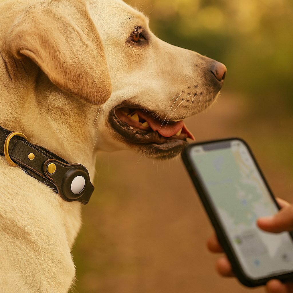 Leder Hundehalsband mit AirTag Halterung – Gepolstert & Sicher