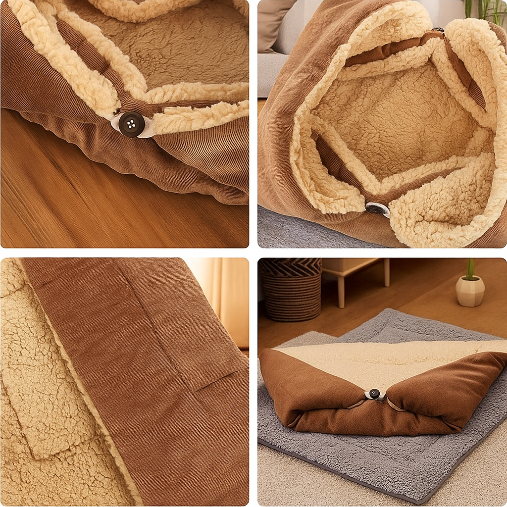 2-in-1 Katzenbett & Kuscheldecke – Weiches Kuschelbett für Katzen