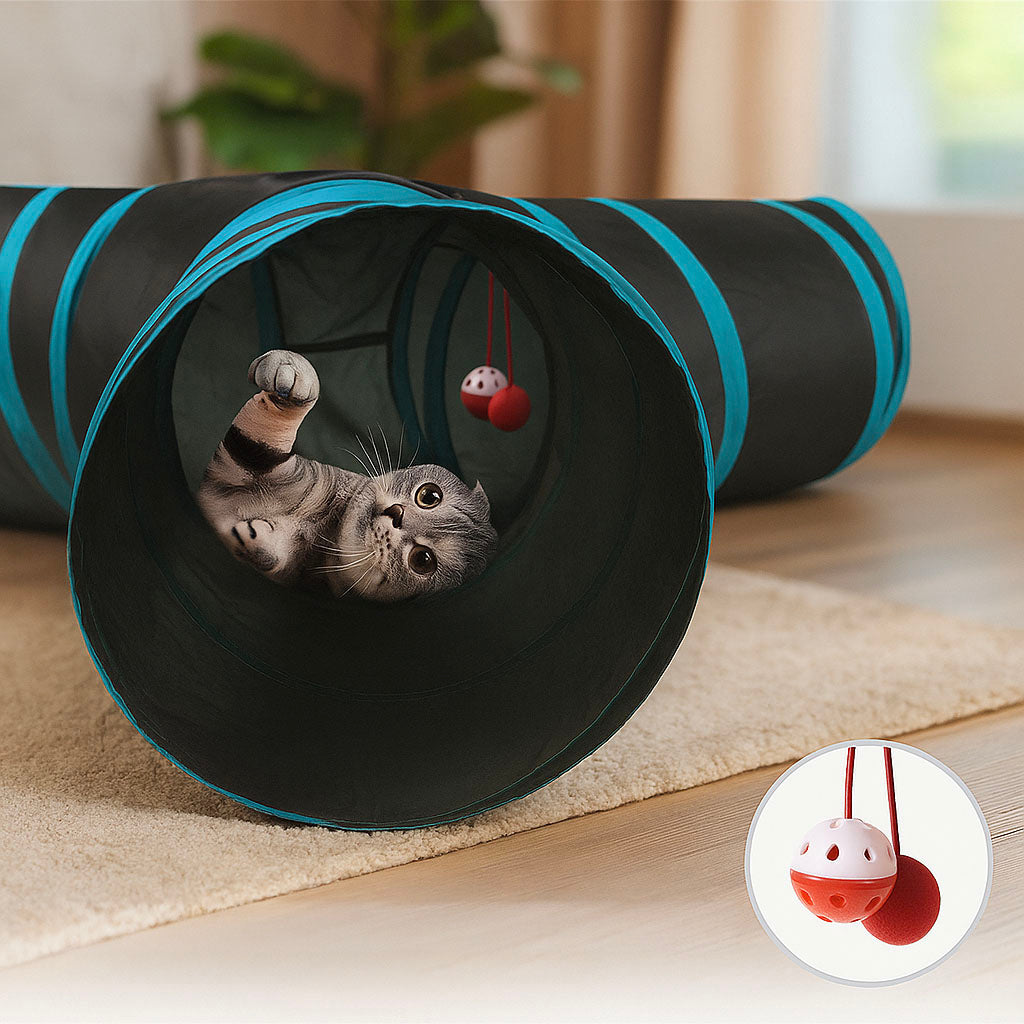 Spieltunnel 3-Wege faltbar für Katzen & kleine Hunde | Katzentunnel