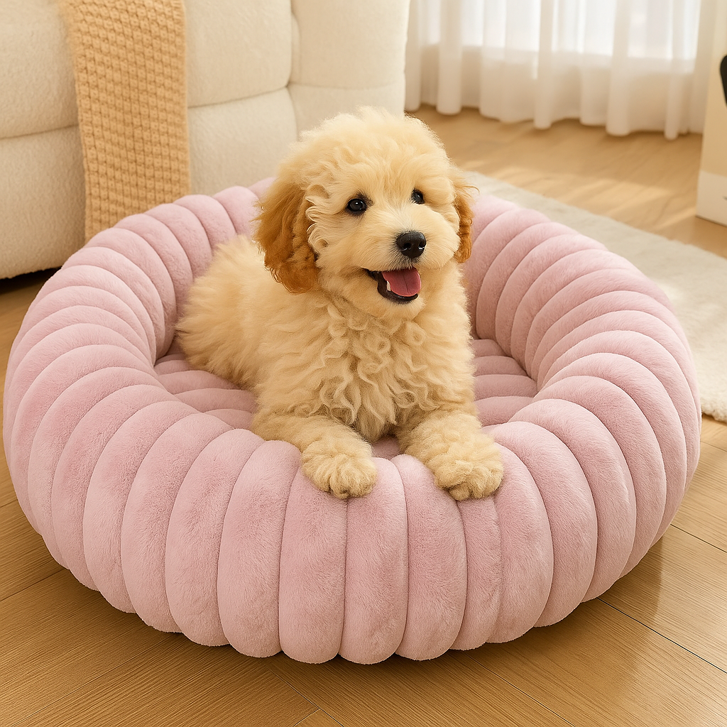 Hundebett Donut - Flauschiges Kuschelbett für kleine & große Hunde