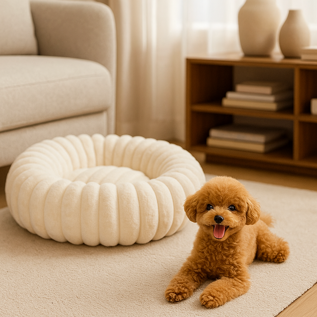 Hundebett Donut - Flauschiges Kuschelbett für kleine & große Hunde