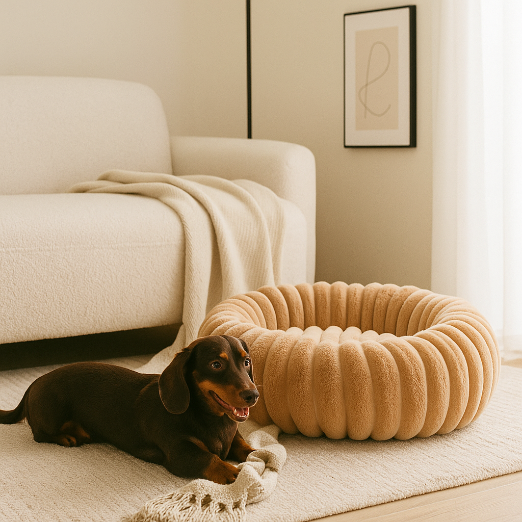 Hundebett Donut - Flauschiges Kuschelbett für kleine & große Hunde