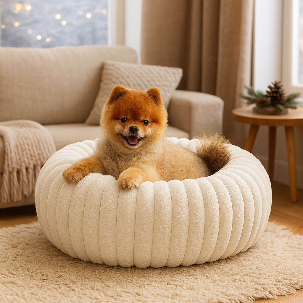 Hundebett Donut - Flauschiges Kuschelbett für kleine & große Hunde