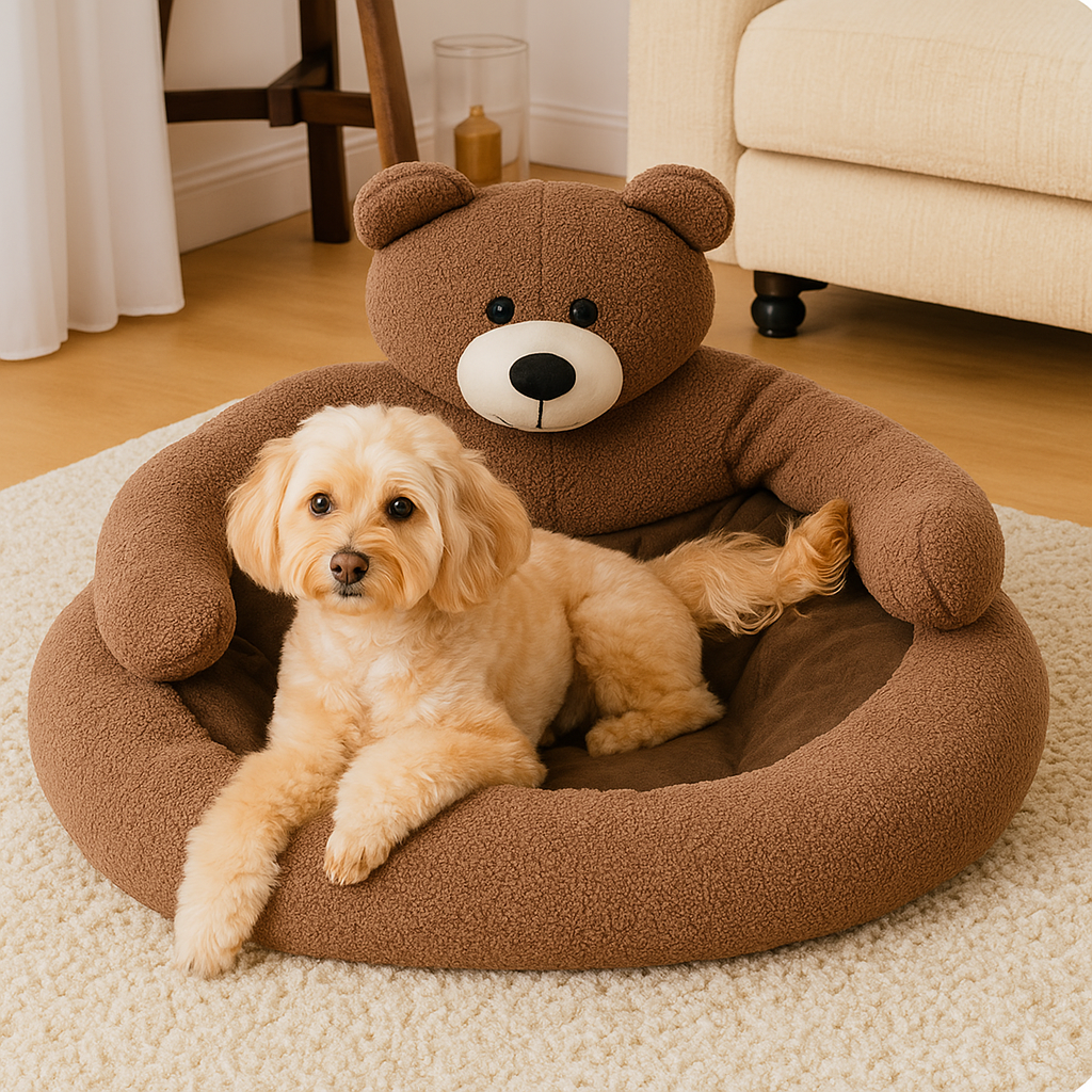 Hundebett Beruhigend | Flauschiges Kuschelbett mit anpassbaren Armen