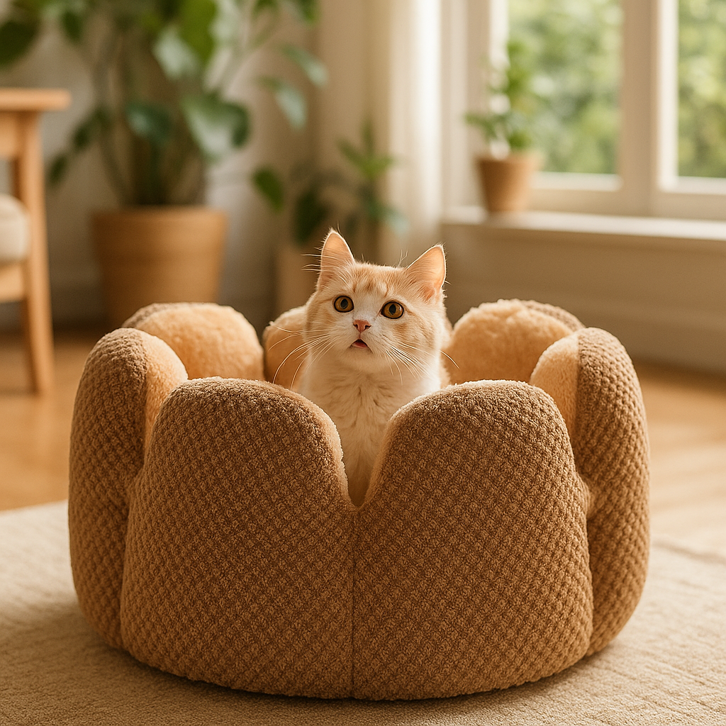 Kuschelbett Winter | Haustierbett Kaktus-Design für Hund & Katze