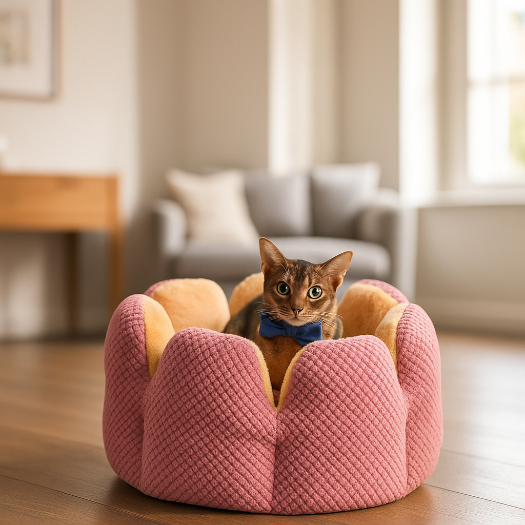 Kuschelbett Winter | Haustierbett Kaktus-Design für Hund & Katze