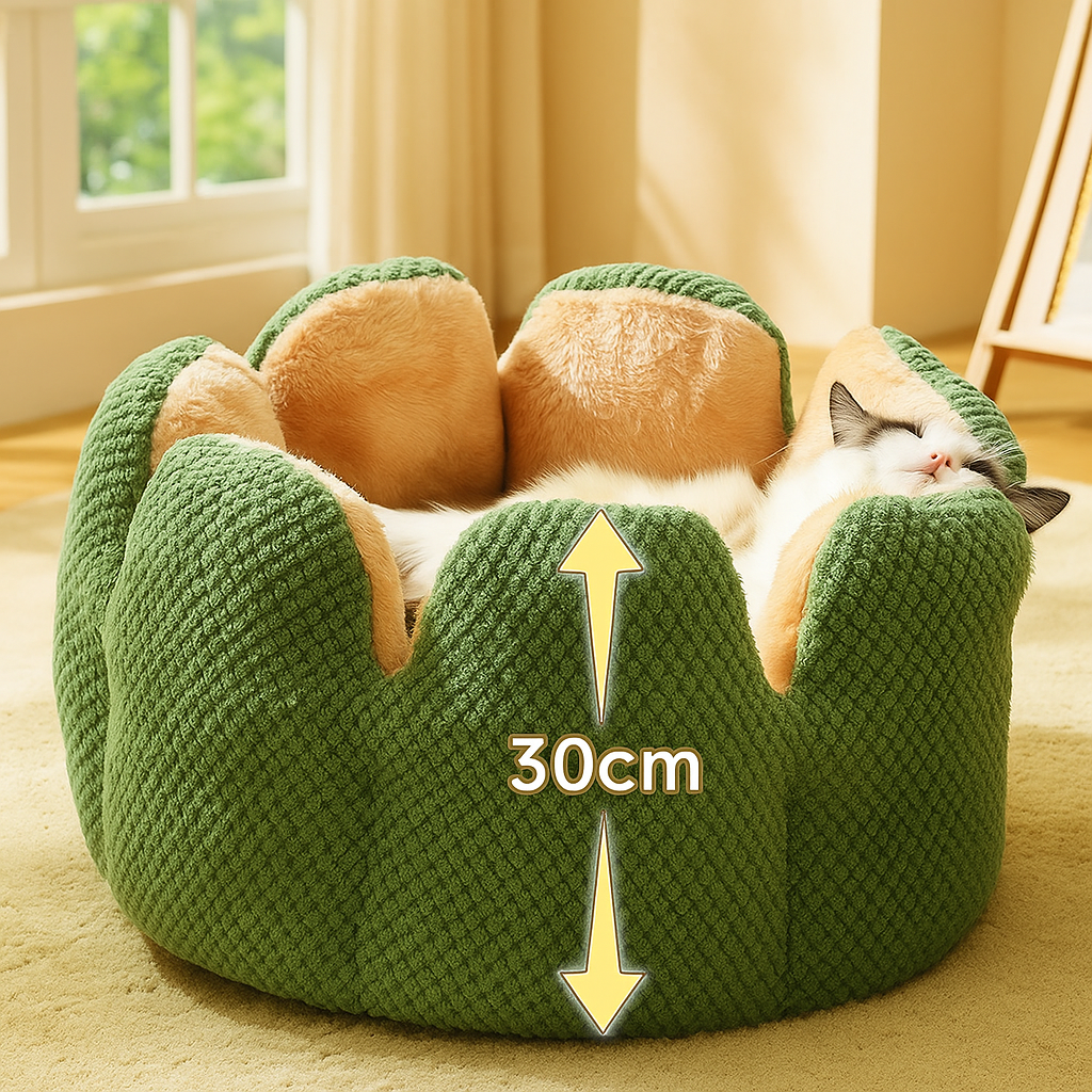 Kuschelbett Winter | Haustierbett Kaktus-Design für Hund & Katze