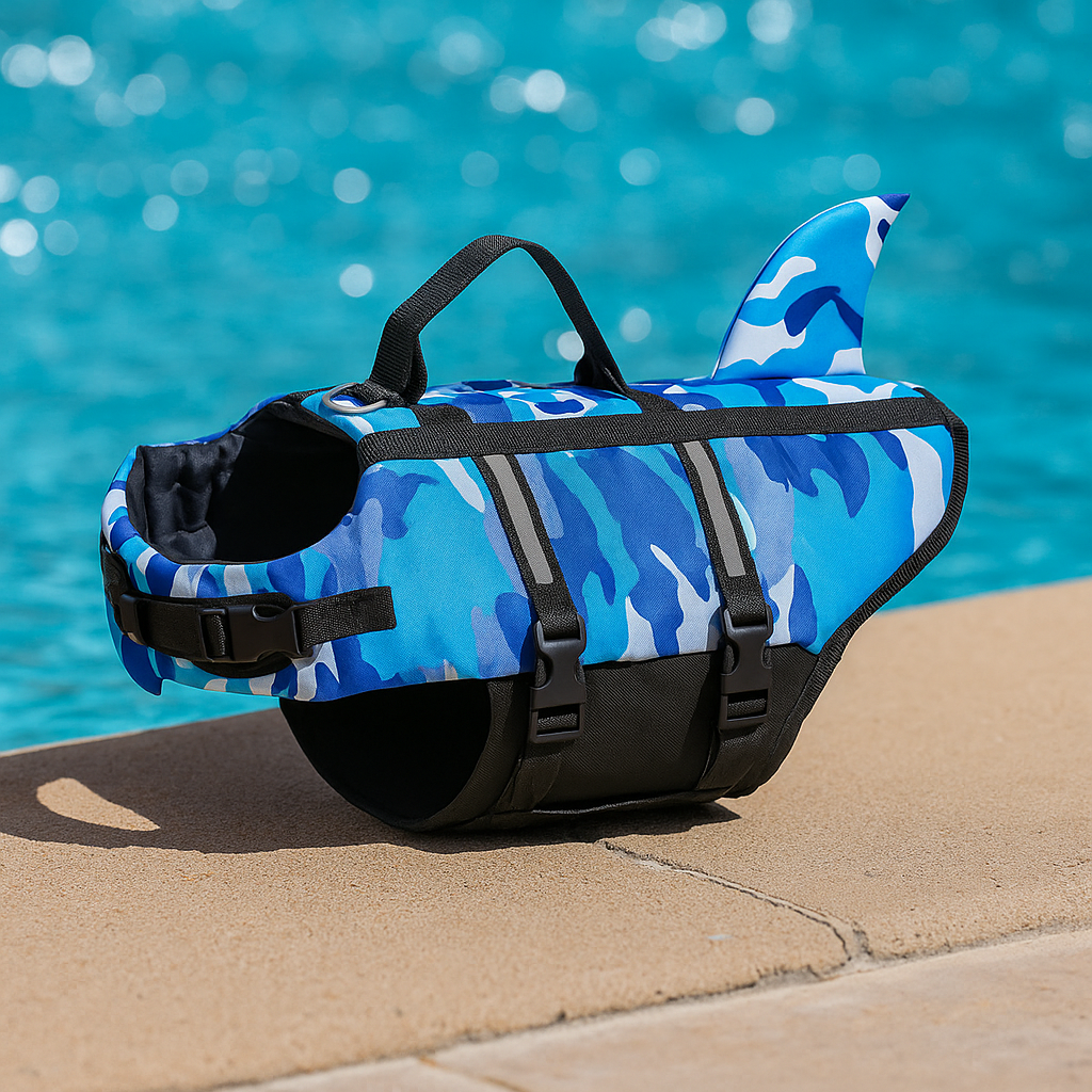 Schwimmweste Hund mit Sharkfin | Sicher & reflektierend mit Griff