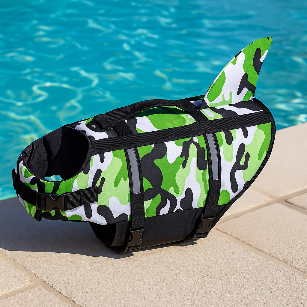 Schwimmweste Hund mit Sharkfin | Sicher & reflektierend mit Griff