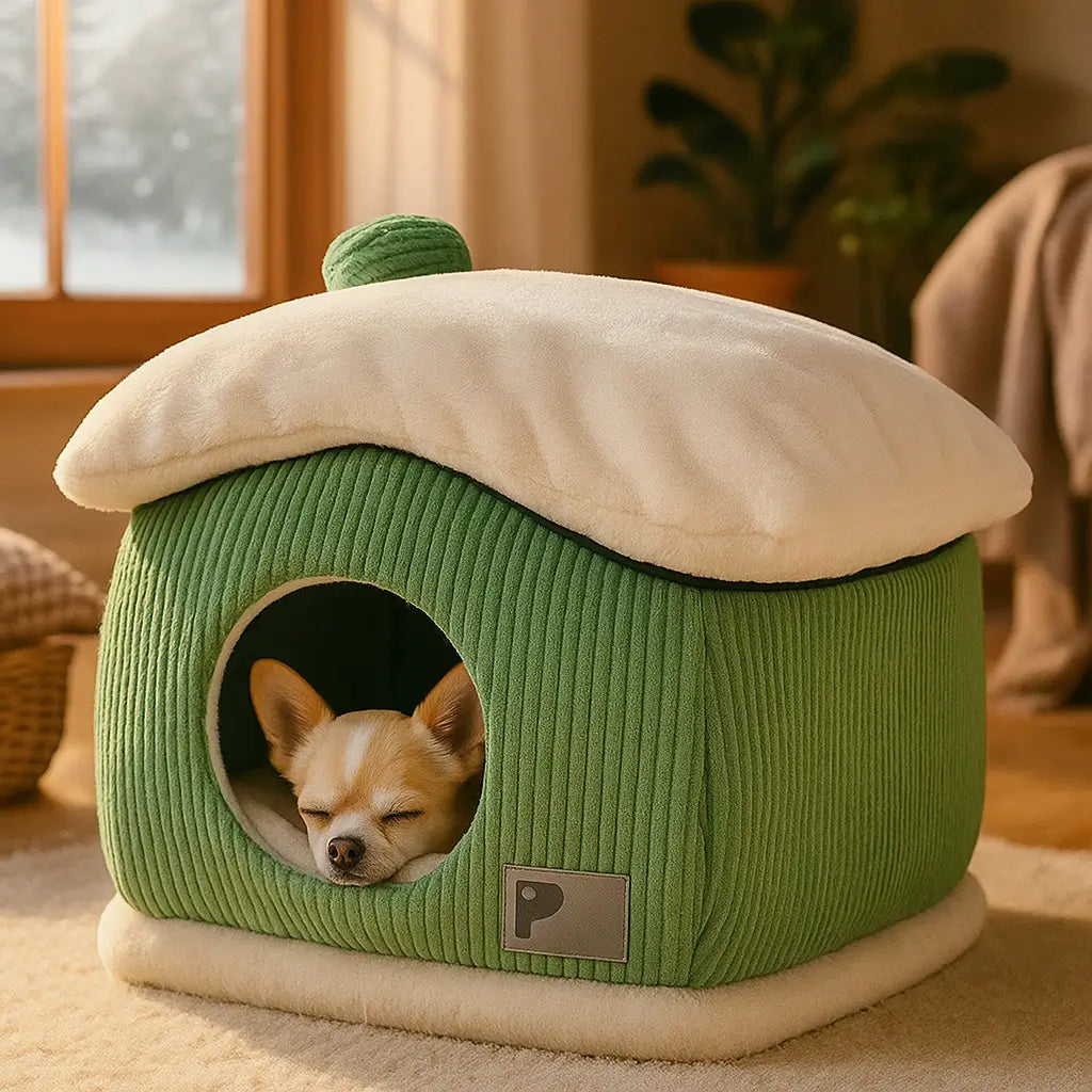 Hundehütte Winter Warm & Waschbar | Kuscheliges Hundebett mit Dach