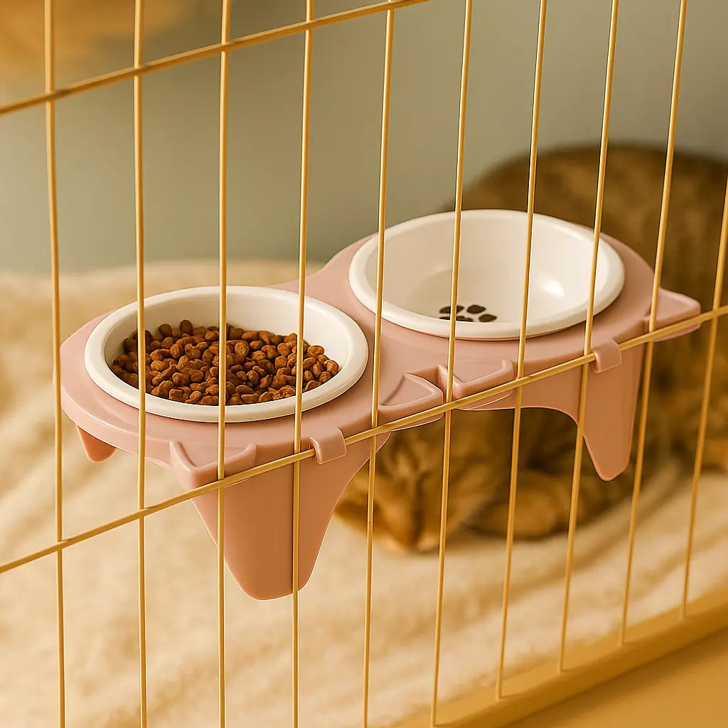 Katzennapf Doppelset Keramik | Rutschfest & Schräg für Komfort
