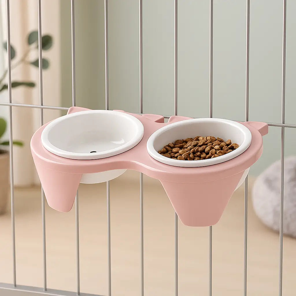 Katzennapf Doppelset Keramik | Rutschfest & Schräg für Komfort