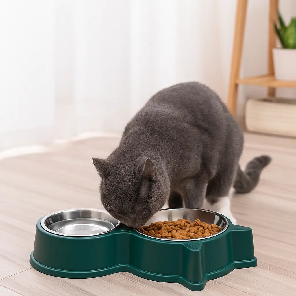 Katzennapf Edelstahl | Rutschfest & Abnehmbar für Sauberes Fressen