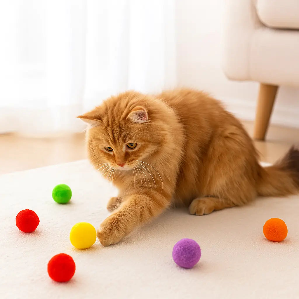 Katzenspielzeug | Interaktive Ballpistole mit 20 Plüschbällen