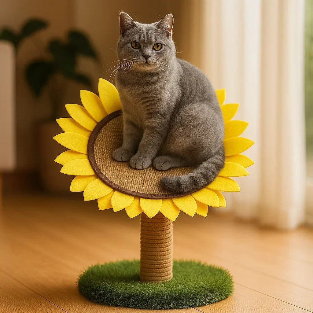Katzen Kratzbaum Sonnenblume aus Sisal | Spielplatz & Möbelschutz
