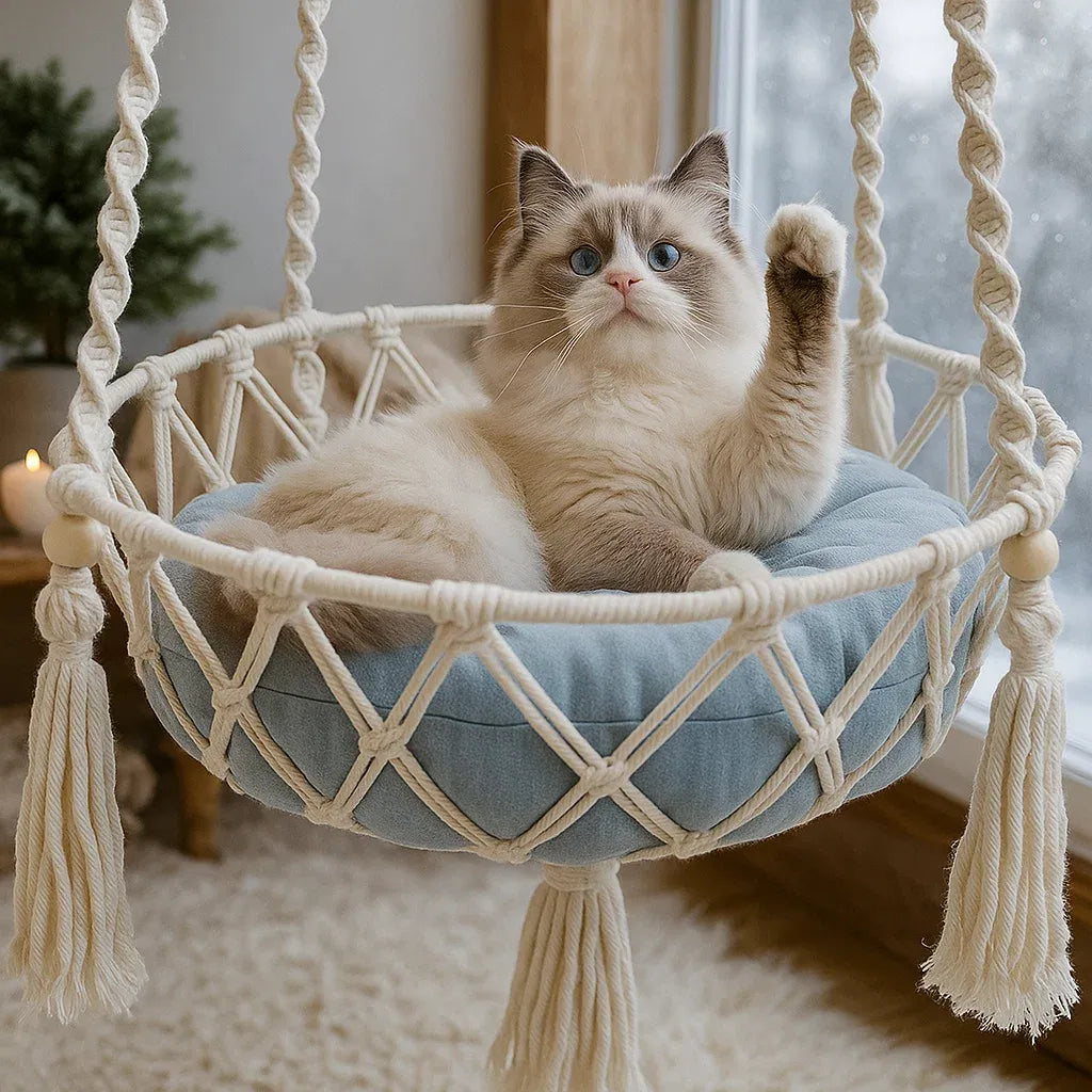 Chic Katzenbett & Hängematte | handgefertigter Rückzugsort