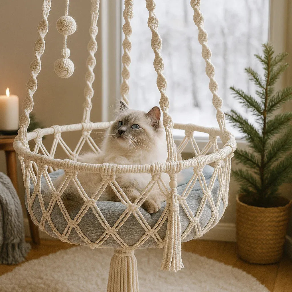 Chic Katzenbett & Hängematte | handgefertigter Rückzugsort