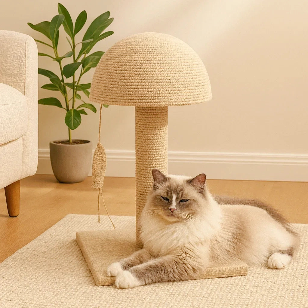 Katzen Kratzbaum mit Bett | Stilvolles Kratzbrett & Ruheplatz